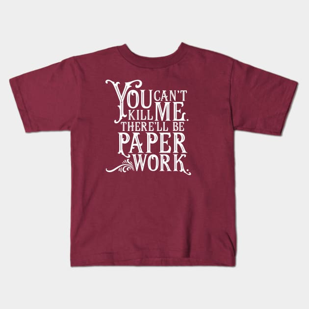Good Omens: "There'll be paperwork" Kids T-Shirt by firlachiel